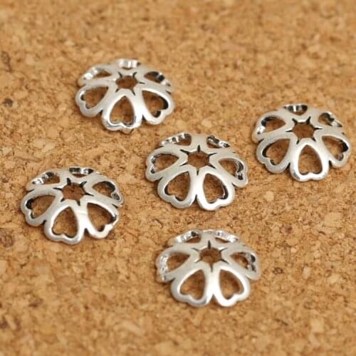 Handmade 925 Silver Beads Cap Jewelry Findings Heart-shape Bead Cap Pure Silver Jewelry Accessories Bead Cap