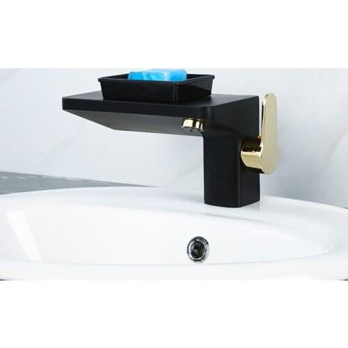 Basin Mixer Faucets Gold and Black Brass Hot and Cold Single Hole Bathroom Faucet Basin Crane Taps Sink Tap Wash basin Torneira