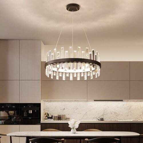 Modern Minimalist Led Crystal Pendant Lights Indoor Lighting Hanging Light Fixture Dining Living Room Bedroom Study Decor Lamp