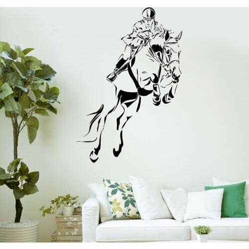 Equestrian Sports Wall Decal Jockey Horse Equestrian Rider Wall Stickers Vinyl Art Mural Bedroom Living Room Decor Design X427