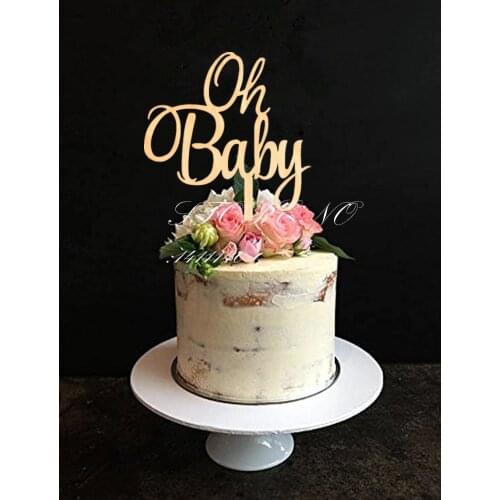 Oh Baby Cake Topper for Baby Shower Cake Decoration Wooden / Wood Cake Topper Baby Birthday Decoration free shipping