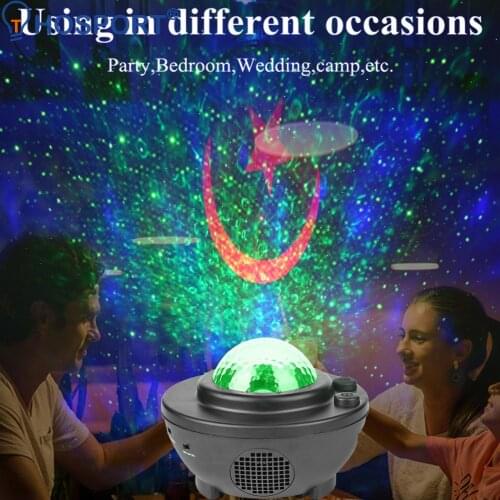USB Sound-Activated Lamp Music Wave Projector LED Red Star Night Light Bluetooth-compatible Smart Easy Installation Indoor Lamp