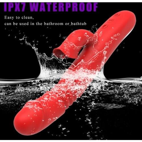 Vibrators Rabbit Dildo Telescopic Vibration Rotation Heating G-spot Dildo Vibrators Tongue Licking Clit Adult Sex Toys for Women