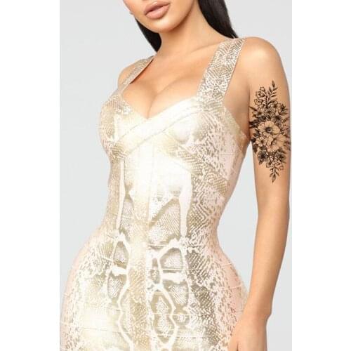 Plain Flower Waterproof Temporary Tattoo Sticker Black Sunflower Branches Leaves Fake Tattoos Flash Tatoos Arm Body Art Women