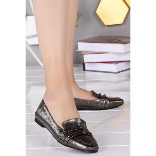 Woggo Pnt 386137 Wrinkled Patent Leather Daily Cubic Zirconia Women 'S Ballerina Shoes