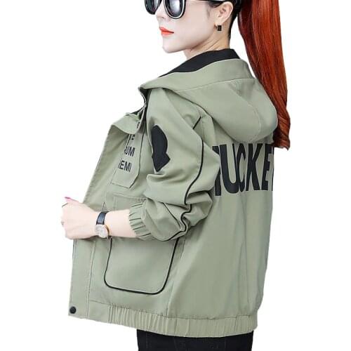 New Fashion Women Spring Jackets 2021 Elegant Lady Slim Autumn Coat Plus Size Loose Hooded Casual Top Female Temperament OK965