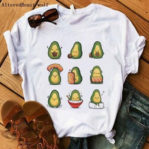 Avocados Life Kawaii 2019 women t shirt Short Sleeve T-shirt Women print t shirt top female Harajuku casual loose vogue tops