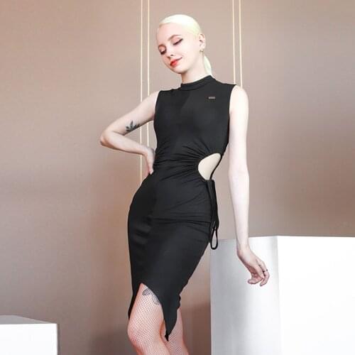 2020 New LW760 Sleeveless Waist Hole Design Latin Dance Dress Women Performance Costume Waltz Tango Latino Dancewear