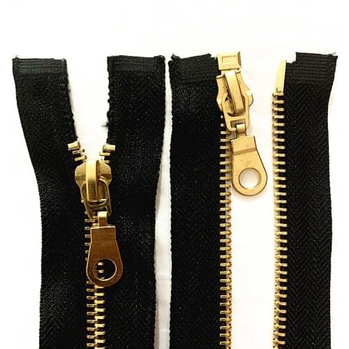 1pcs 16-31.5inch Jacket Style Brass Metal Separator Zipper On Black Nylon Coil