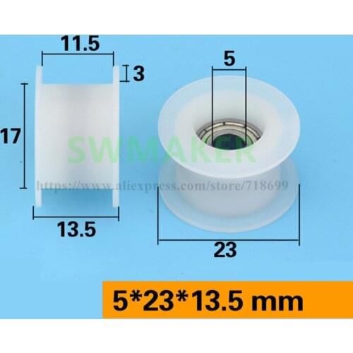 1pcs 5*23*13.5mm 3D printer H groove belt pulley, H 695 bearing pulley