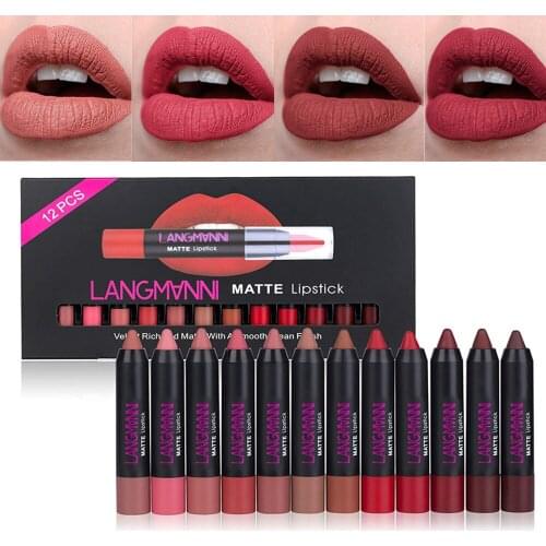 12 pcs/box Matte lipstick set long lasting Waterproof Nourish Velvet Lipstick Nude lipsticks Multicolorful lip sticks Sexy Color