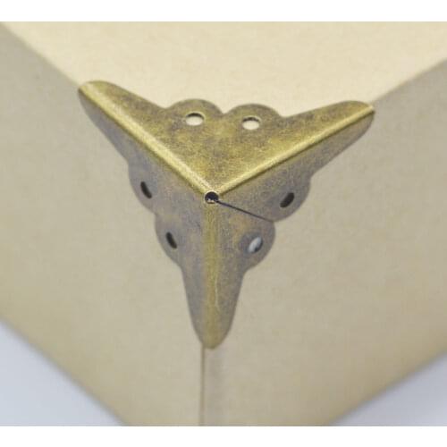 20Pcs Antique Jewelry Box Corner Wooden Case Corner Protector Bronze Tone Flower Pattern Carved Metal Home Decor Crafts