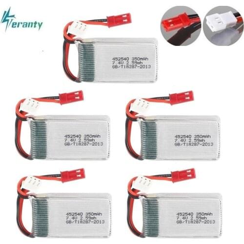2s 7.4v 350mah 35C Lipo Battery for MJX X401H X402 JXD 515 515W 515V Battery RC Mini FPV Drone Quadcopter Helicopters 5pcs/lot