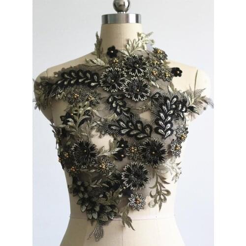 3d flower beaded embroidered patch applique for wedding evening dress sewing accessories decoration patches fashion clothing