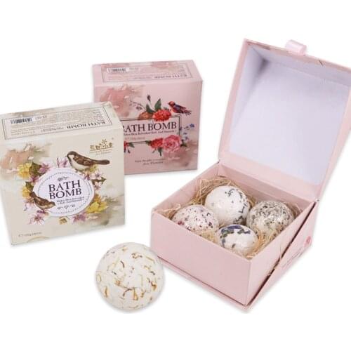 4pcs/set Bath Salt Bombs Gift Set for Home Spa Ball Bubbles Craft Lavender Natural Bath Bomb Skin Care Massage Bath Bomb