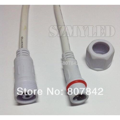 50pairs White 2pin Waterproof cable 40cm 220V led connect cable for led light Adapter connector IP68 underwater waterproof wire