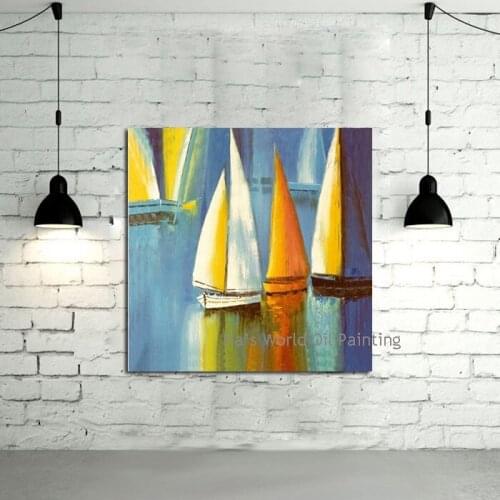 Free Shipping100% Handpainted Wall Canvas Art Abstract Boat Oil Painting Home Decoration Modem Painting Wall Picture For Bedroom