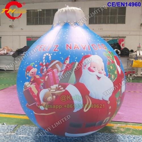 Free door shipping 1.5m giant inflatable jungle bell balloon for christmas decoration, commercial Xmas inflatable air balloons