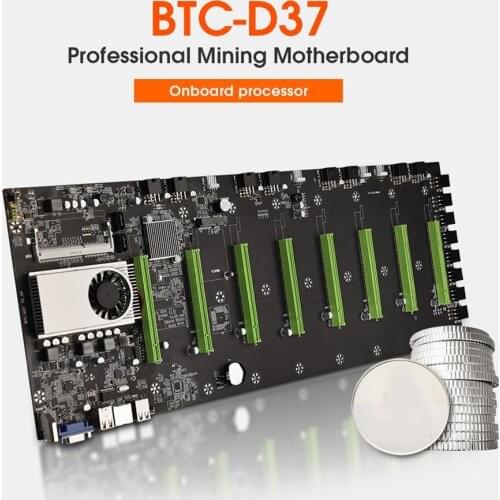 BTC-D37 Riserless Mining Motherboard 8 GPU Bitcoin Crypto Etherum Mining Support 10600/1600MHz CPU Sets