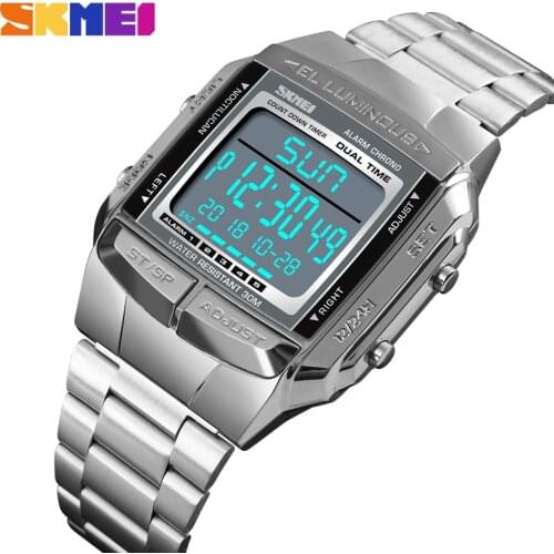 SKMEI Sports Watch Men Digital Watch Alarm Clock Countdown Watch Large Dial Glass Mirror Clock Fashion Outdoor Relogio Masculino
