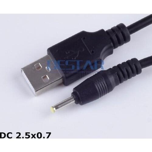 Black DC Power Plug Adapter USB A Convert To 2.5*0.7mm /DC2.5*0.7 2.5mm x 0.7mm 2.5x0.7 mm Jack charge charging power Cable 1M