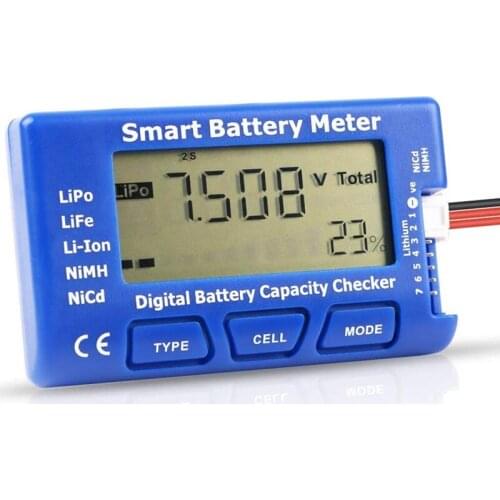 Digital RC Battery Capacity Tester, 5 in 1 Smart Battery Meter, Esc Tester Capacity Checker for 1-7S LiPo Life Li-Ion NiMH
