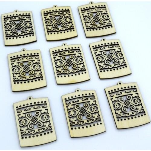 58*40mm (10pcs/lot) wooden pendant crafts supplies laser cut rustic wood wedding rings ornaments 118