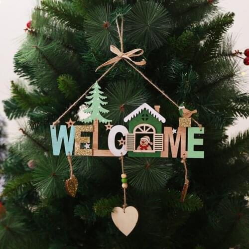 Wooden Christmas Guest Welcome Sign Hanging Plaque Wall Door Decors