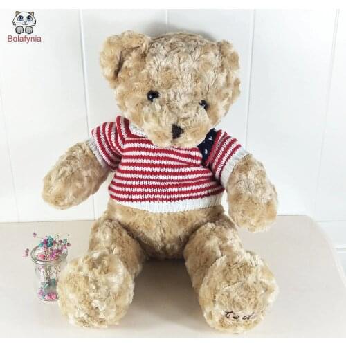 BOLAFYNIA Children Plush Stuffed Toy for Christmas Birthday Gift Baby Kid Toy bear with strip clothes 60cm