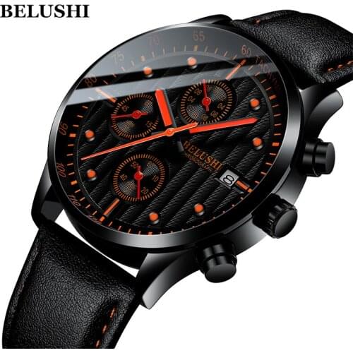 Mens Quartz Watch Military Sport Chronograph Wristwatch For Male Clocks Luxury BELUSHI Man Waterproof Watches montre homme ##c