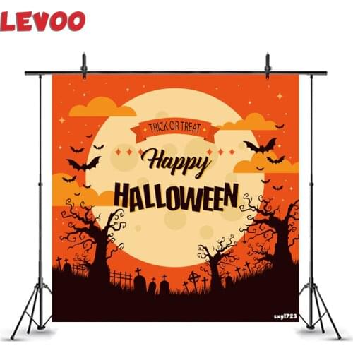 LEVOO Happy Halloween Backdrop Track Or Treat Bats Cemetery Kids Photography Background Photo Zone Photo Booth Photophone Props