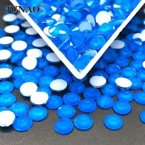 JUNAO SS16 SS20 Neon Blue Color Glass Nail Rhinestones Flatback Nail Art Crystal Round Strass Non Hot Fixation Stone for Crafts