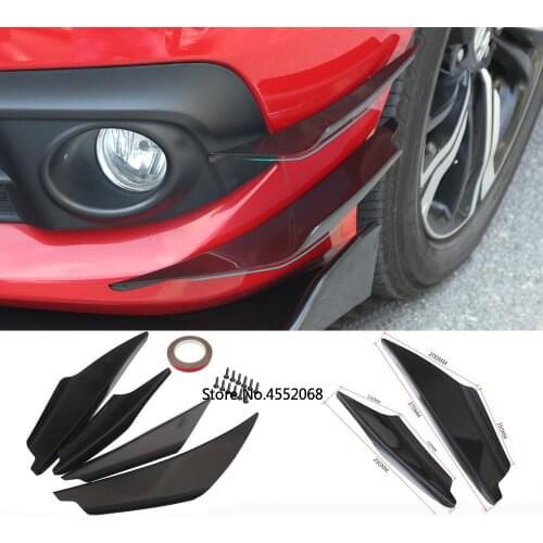 New 4pcs/set Carbon Look Car Body Spoiler Canards Valence Chin Front Bumper Lip Diffuser Splitter Fins