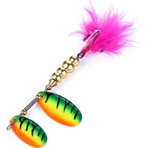 9CM 14G Metal Fishing Lure Spoon Sequins Lure Bait Fishing Tackle Hard Bait Isca Artificial with feather hook