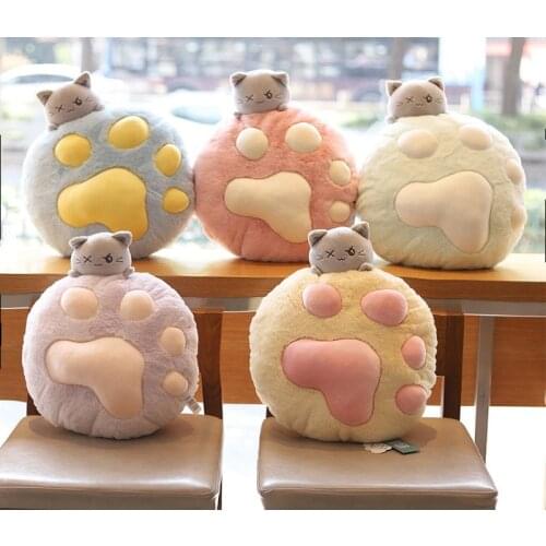 40cm Soft Cat Paw Plush Pillow With Blanket Stuffed Cartoon Animal Cat Doll Rest Pillow Cushion Baby Girl Children Birthday Gift