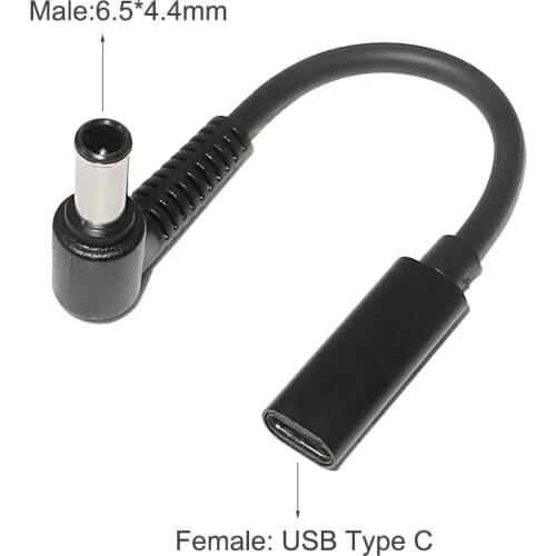 USB Type C to 6.5*4.4mm Male Adapter Converter Dc Power Plug Connector Cable Cord for Sony LG 19V 19.5V Laptop Power Supply