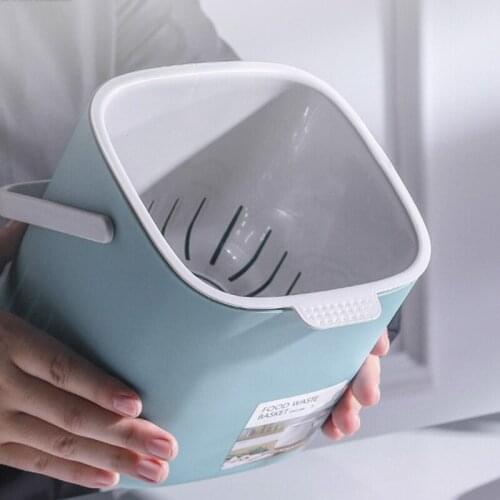 YYSD Portable 2 Tier Plastic Kitchen Waste Trash Can with Handle Compost Drainer Garbage Bin Rubbish Container Organizer