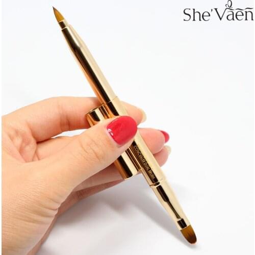 Pro Double-headed Retractable Makeup Lip Brush Metal Eyeshadow Brush Foundation Concealer Brushes Set Cosmetic Adjustable