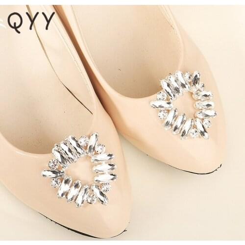 QYY Fashion Women Shoe Buckle Austrian Crystal Flower Bridal Shoe Accessories Jewelry Wedding Shoe Clips for Bride Gifts