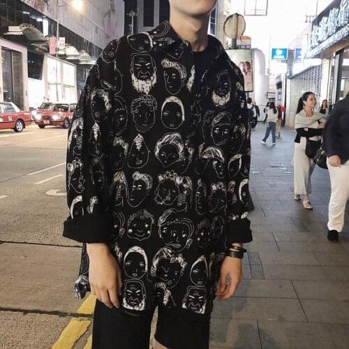 Hip Hop Shirts Men Japanese Streetwear Casual Print Shirt Male Summer Spring Fashion 2019 Harajuku Long Sleeve Hawaiian Shirts