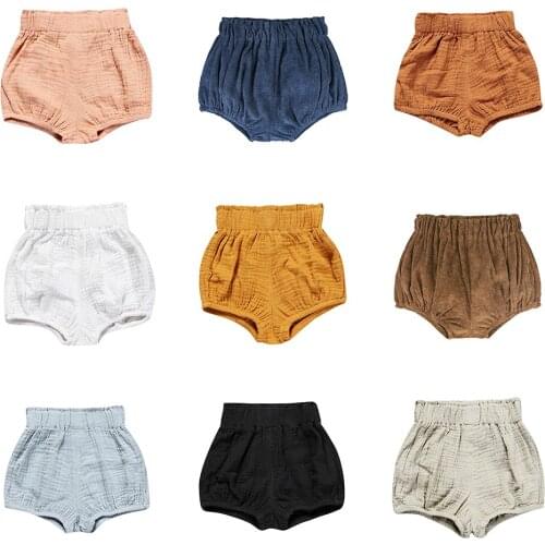 0-6Y Kawaii Newborn Baby Bloomers Shorts PP Pants Cotton Linen Triangle Solid Bobo Bebe Girls Shorts Summer Trouser