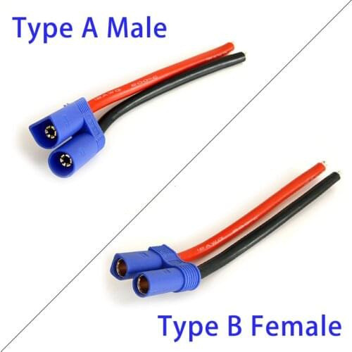 EC5 Male plug EC5 Female plug Connectors With 12AWG Silicone Wire 10CM For RC Lipo Battery Airplane Drone
