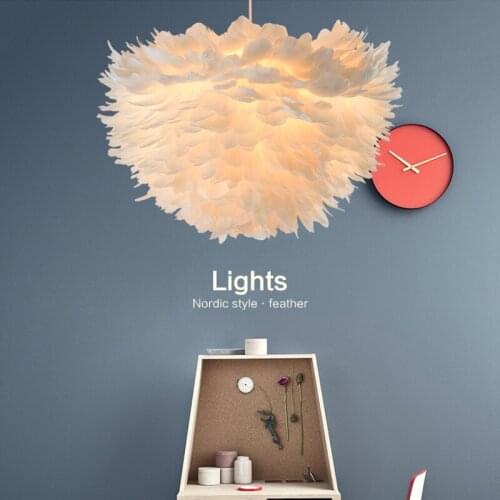 Nordic feather Lights pendant lights Romantic Dreamlike simple modern LED droplight warm wedding room Princess Room lamp ZL357