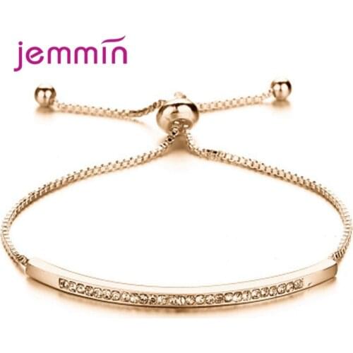 New Arrival Genuine 925 Sterling Silver Geometric Arc Shape Fashion Bracelet For Women Classic Style Simple Fine Jewelry