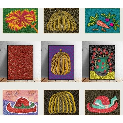 Yayoi Kusama Purple Pumpkin Canvas Painting Abstract Posters and Prints Wall Art Pictures for Living Room Cuadros Home Decor