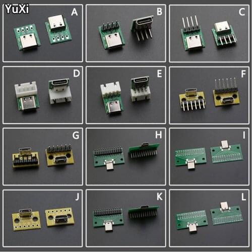 TYPE-C Male Female Test Board Double-sided Positive and Negative Plug USB 3.1 16P 24P to 2.54 High Current Power Adapter Board