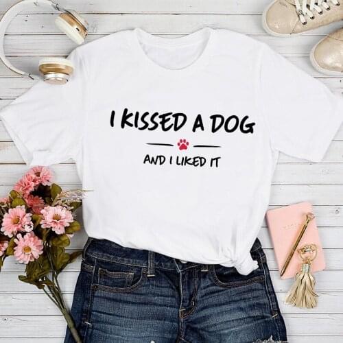 T-shirts Women 2021 Paw Dog Cartoon Love Letter Fashion Spring Summer Tshirt Top Lady Graphic Female Print Clothes Tee T-Shirt