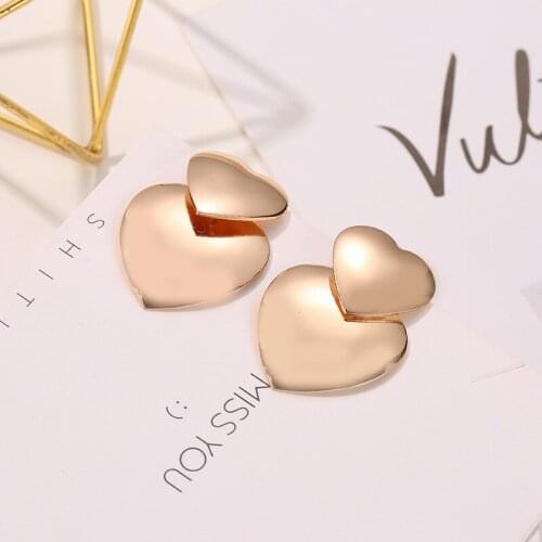 Heart-shaped Earrings for Women Statement Vintage Geometric Gold Dangle Drop Earrings 2020 Female Wedding Fashion Jewelry