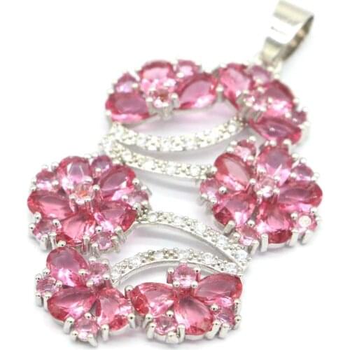 58x31mm Big European Design Created Deep Blue Sapphire Cubic Zircon For Womans Bride Wedding Silver Pendant Eye Catching