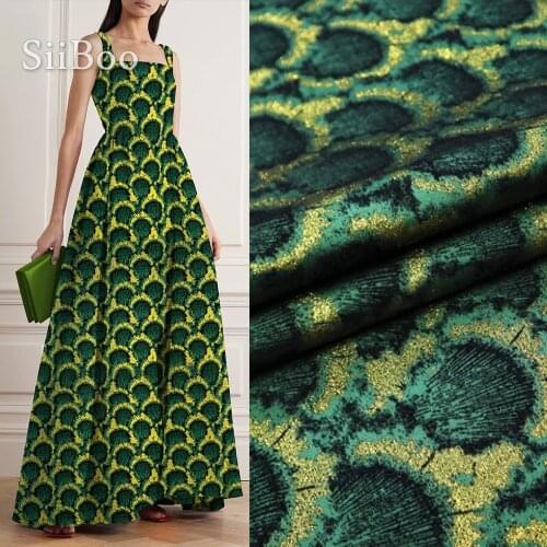 Siiboo gloden pea cock metallic brocade jacquard fabric for women dress blazer pants Tela jacquard de pavo real sp6336